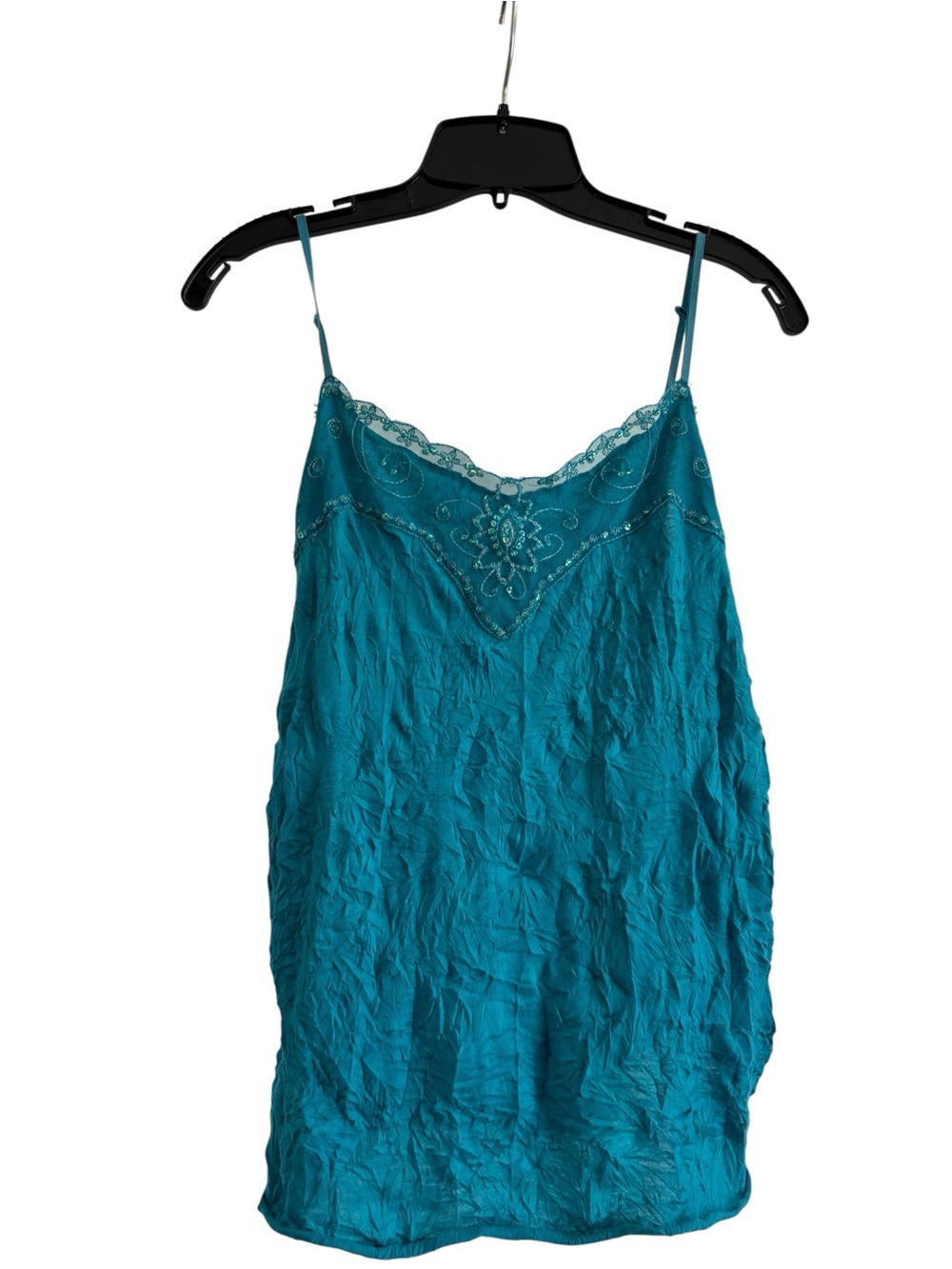 Y2K Teal Lace-Trim Cami Top -size XL